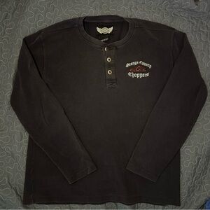 Men’s Dark Navy Blue Orange County Choppers Motorcycle Club Thermal Waffle Shirt